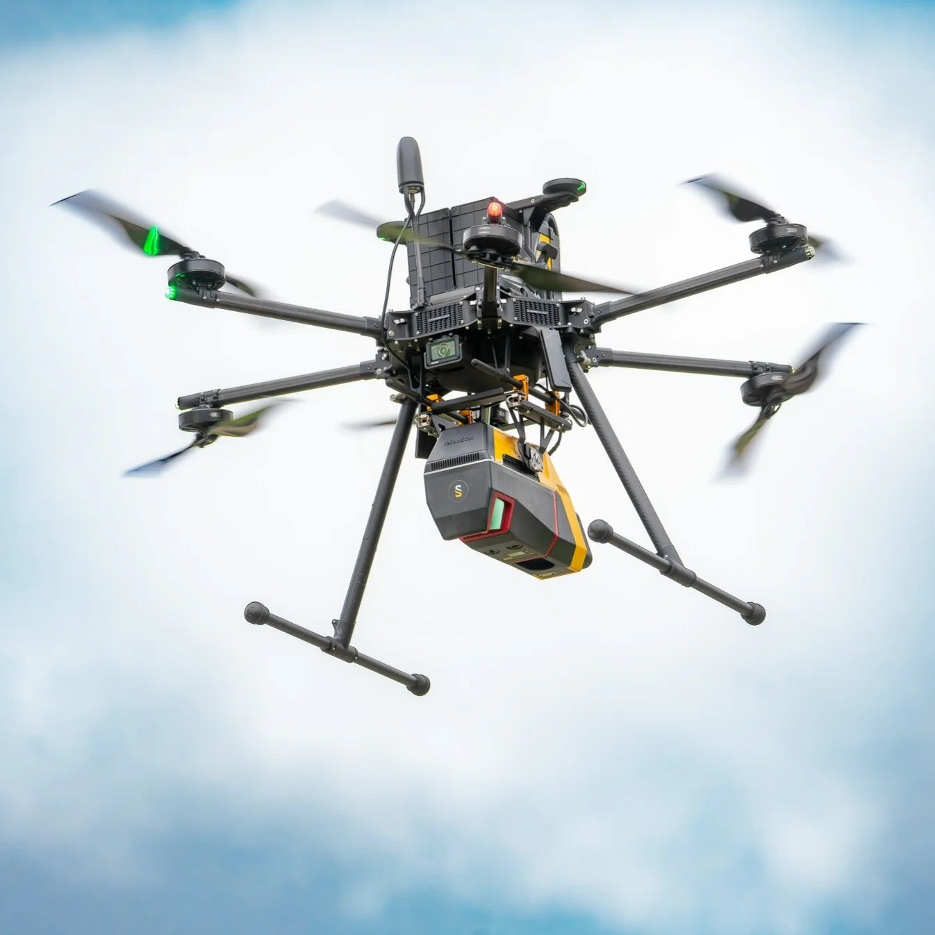 Inspired Flight IF1200A with Blue Herelink Ground Control Station, flying with a LiDAR payload mounted underneath
