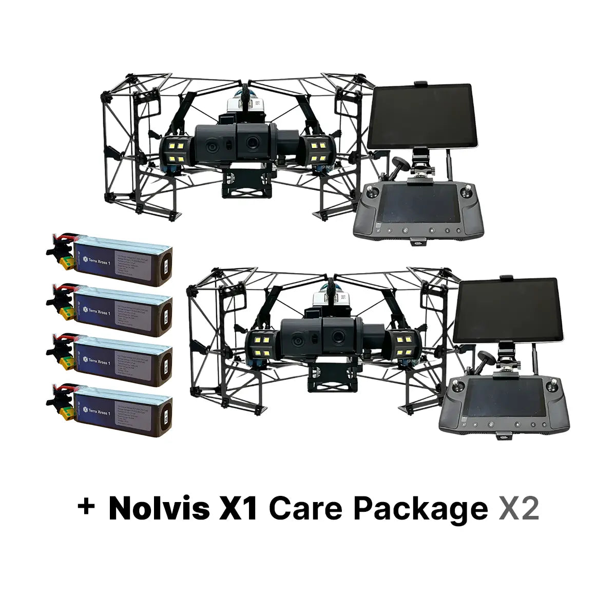 Nolvis X1 Dual Drone Package with Extra Batteries and Care Coverage
