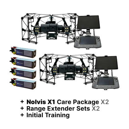 Nolvis X1 Dual Drone Package with Training, Range Extenders, Extra Batteries, and Care Coverage