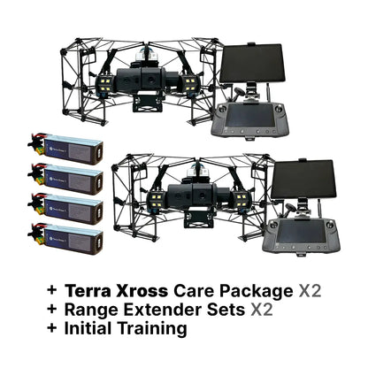 Terra Xross 1 Dual Drone Package with Training, Range Extenders, Extra Batteries, and Care Coverage