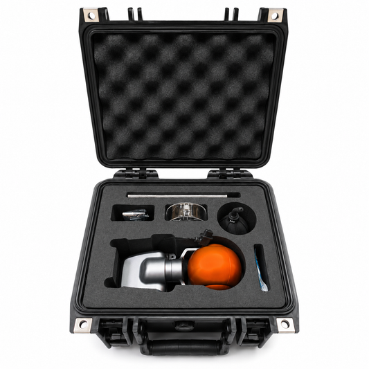 BLV UAV Methane Detector For Dock 2 M3TD / M3D, open hard case with a used methane detector and accessories in fitted foam