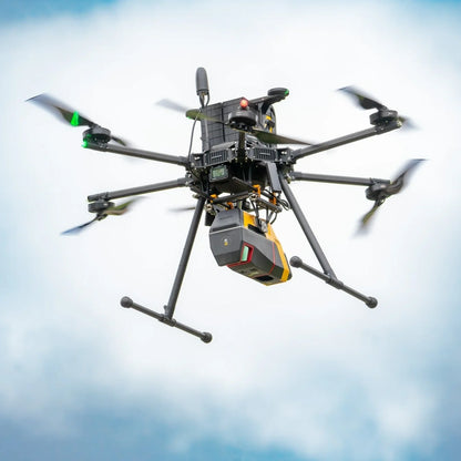 Inspired Flight IF1200A with Blue Herelink Ground Control Station, flying with a LiDAR payload mounted underneath