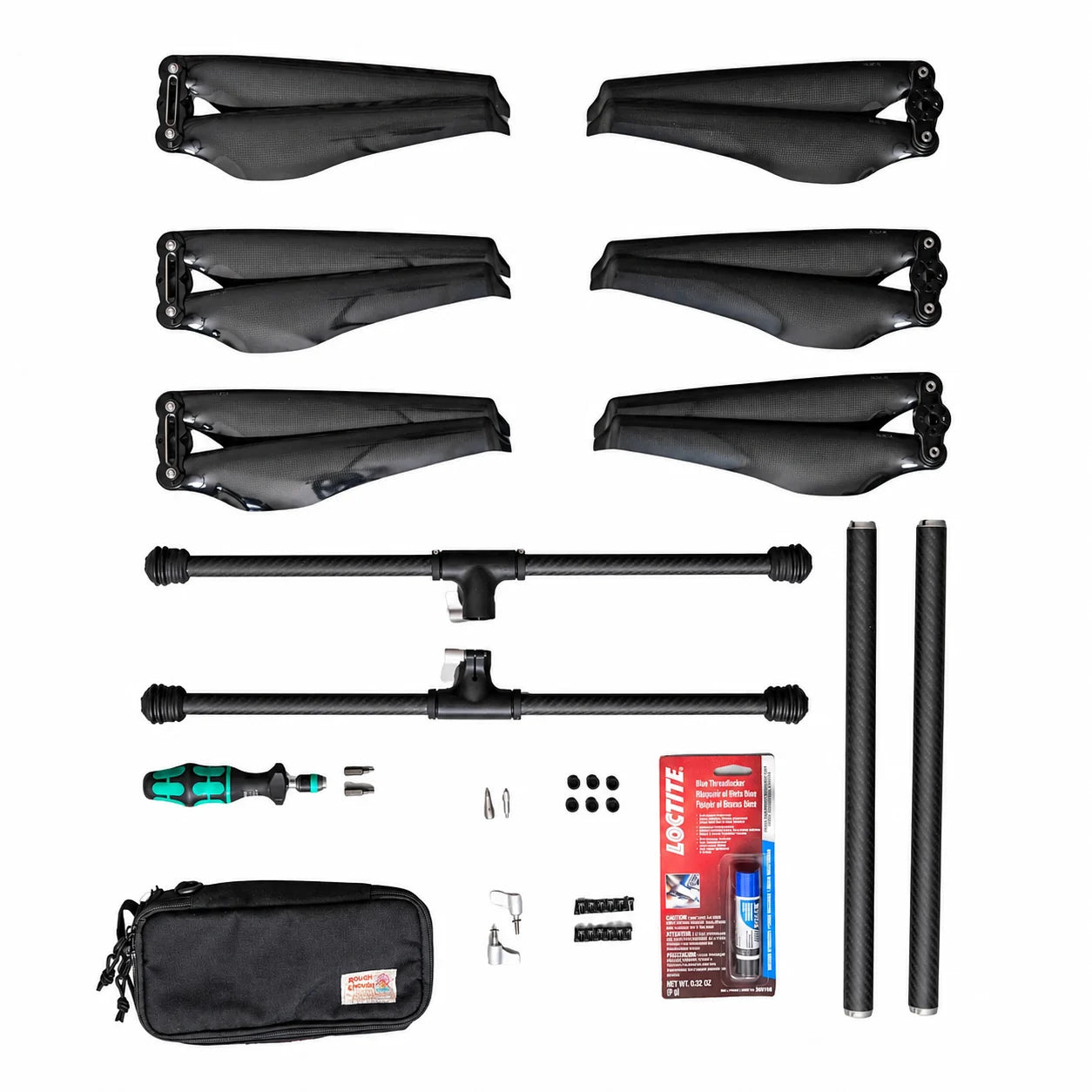 Inspired Flight IF1200A Spare Part Kit, spare parts kit with propellers, landing gear tubes, fasteners, and tools